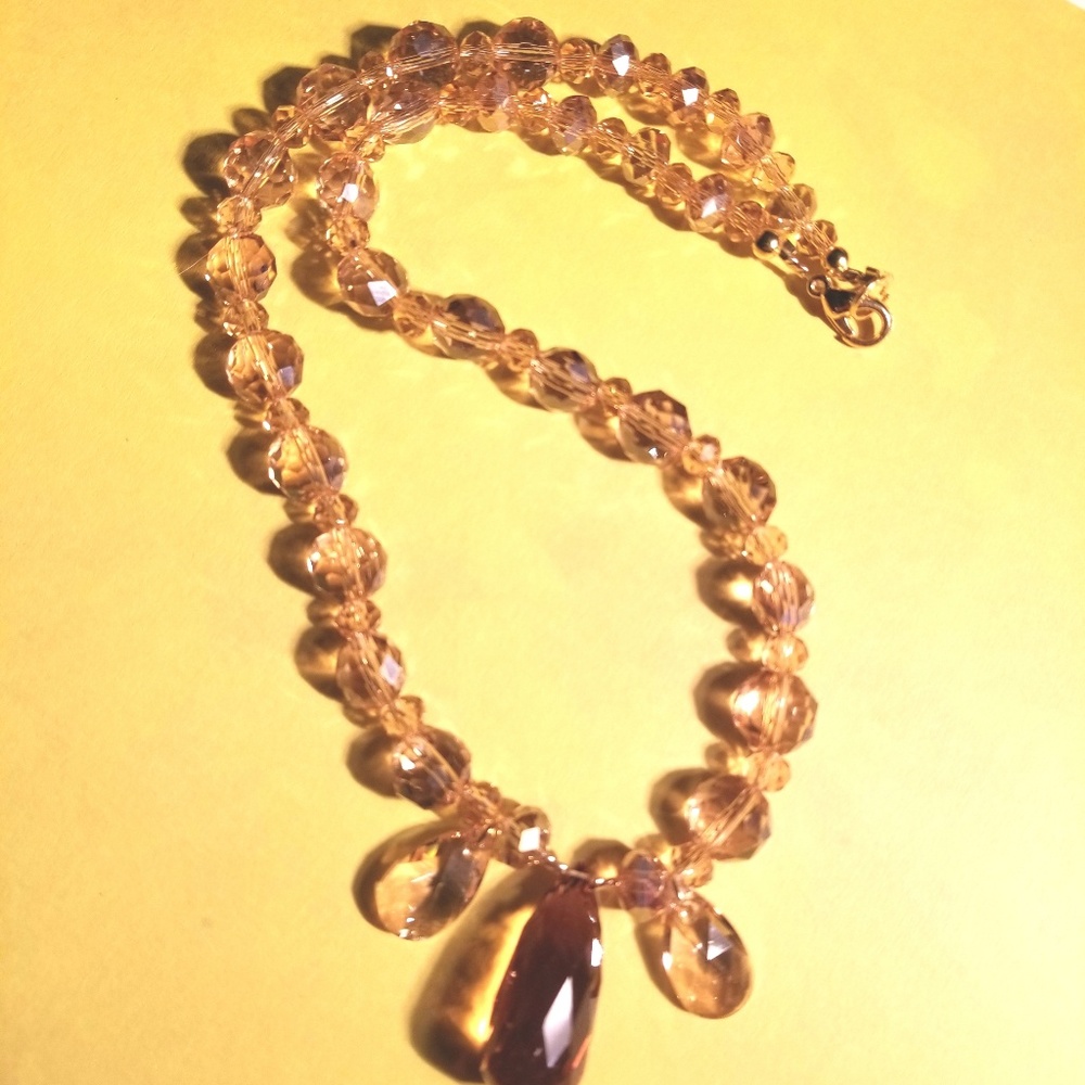 #0228 Brazilian Citrine and Crystal Necklace - Picture 5 of 7